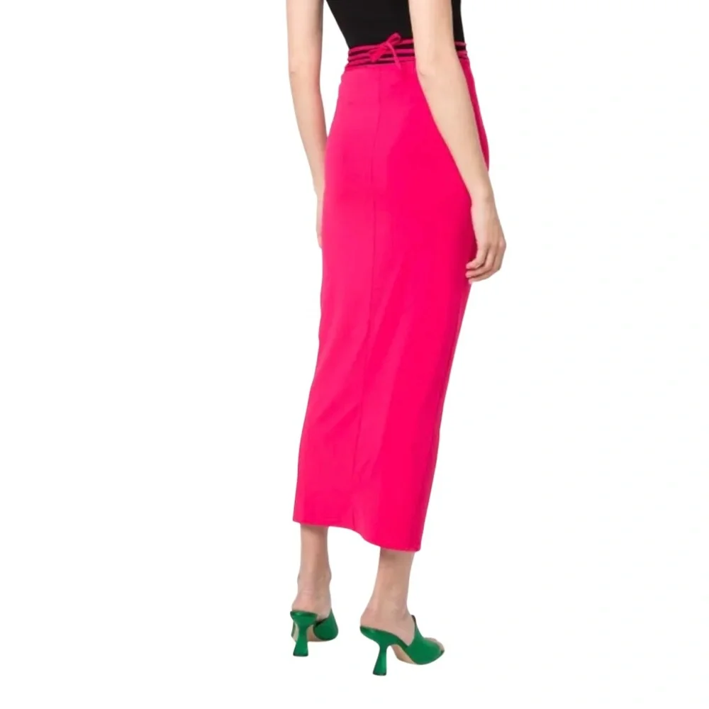 Self-Portrait Ruched Drawstring Jersey Midi Skirt